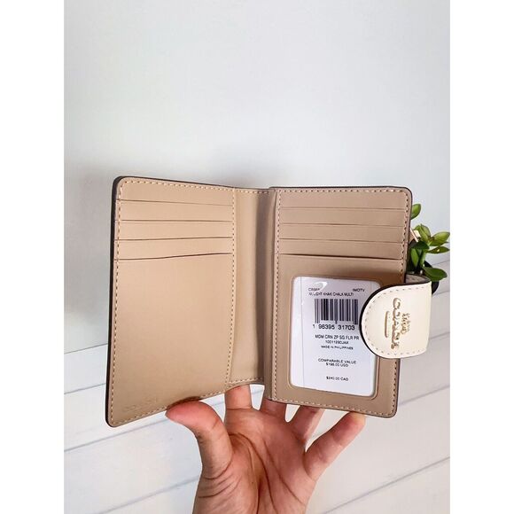 NWT Coach Medium Corner Zip Wallet Signature Canvas With Floral Print - Picture 3 of 5